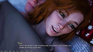 Red head with big tits in just a bra lures me to the couch in Being a Dik 239