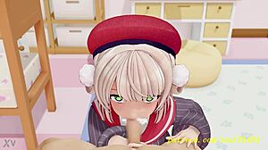 3D animated blowjob with Manga and Anime themed Vtuber