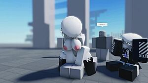 Roblox Avatar uživa v grobi privatni akciji v 3D sceni