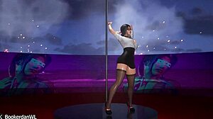 3D animated hentai with a striptease performance in the middle of the desert