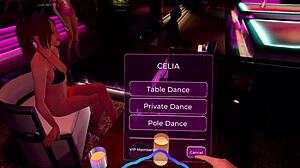 Cartoon-style pole dance in a virtual reality world
