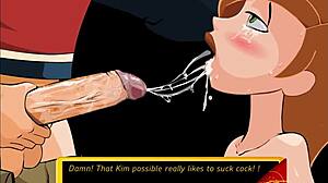 Kim Possible in a hot blowjob scene in this hentai game with a facial end