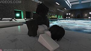 Having fun at the indoor pool during the holidays by getting it on