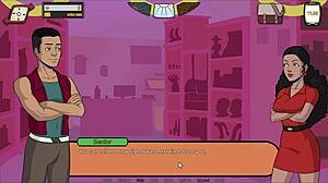 Visual novel-style adult cartoon with dating sim elements