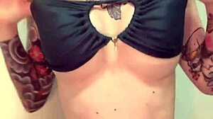 less is more: skinny girlfriend flashes big tits in seductive striptease