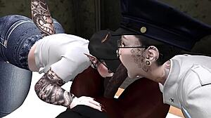 Black man gets to experience the best sex with two white women cops in Second Life