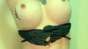 less is more: skinny girlfriend flashes big tits in seductive striptease