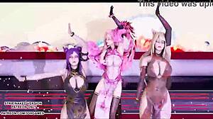Hot Asian girls dance in League of Legends hentai