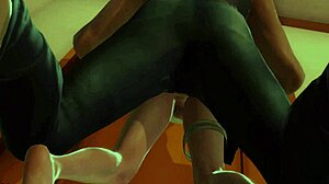 Beautiful woman gets cum on her face in cartoon porn