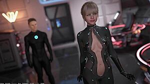 Beautiful woman with perfect body plays erotic video game