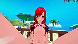 Parasoul Bikini Ahegao Action On Beach With Free POV From Skullgirls Fantasyking3.