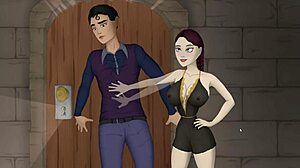 Big tits bouncing while jerking off a monster cock