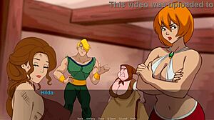Hilda’s big tits bounce during a hot hentai game