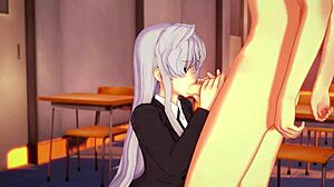 Nano 100 Kanojo parody with cute teen handjob action