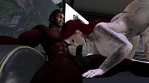 Interracial couple enjoys hardcore sex in 3D video