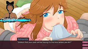 milf amanda came over, and marisa's dying to kiss and give a handjob