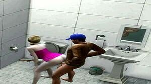 Athletic Latina pawg taken from behind in deli bathroom scene