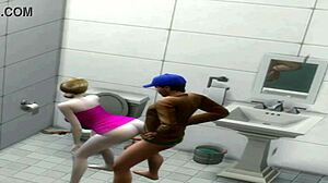 Athletic Latina pawg taken from behind in deli bathroom scene