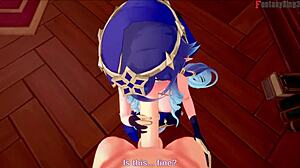 Dialogic Layla says, I’m giving a blowjob and getting pounded in Jean’s office, Genshin Impact full action