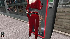 Shemale Dominates Girl at Gloryhole in Slut Vendor Setup on Second Life Webcam