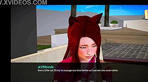 Rödhårig i vilda anime-spelscener från Min nya familj 302