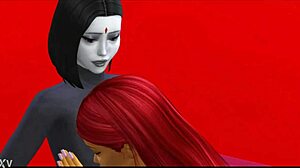 Raven and Starfire in wild Titan threesome POV action