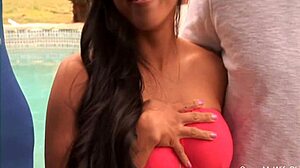 Beautiful Latina wife gets creampie and anal sex in a swinger party