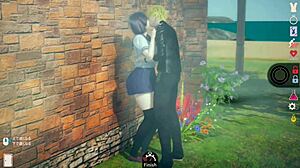 AI девушка в 3D игре показывает огромные сиськи во время минета