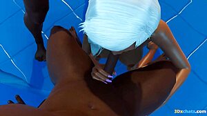 Young Girl Assfucked by BBC in Pool POV