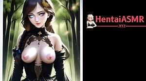 Horny fantasy elf with massive fat titties in visual adventure