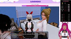 Vtuber LewdNeko's harem hotel game in action