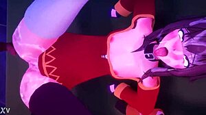 Yo, double team blowjob and anal in Konosuba hentai