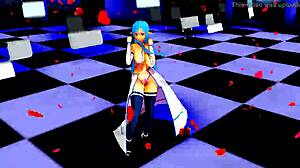 Half-naked anime girl dancing seductively