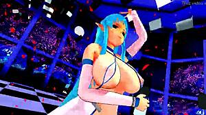 Half-naked anime girl dancing seductively