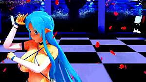 Half-naked anime girl dancing seductively