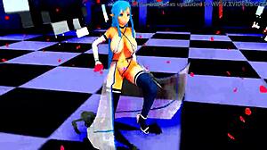 Half-naked anime girl dancing seductively