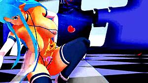 Fille anime à moitié nue danse ultra sexy