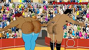 Hot bull fucking beautiful sluts in an animated cartoon