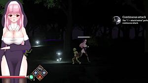 A beautiful nun from a hentai game has sex on the hill