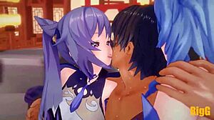 Yo, just caught Ganyu and Keqing in a wild Genshin Impact trio animation.