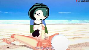 Gwen Trepa Forte na Praia em 3D Total Drama