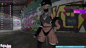 This VTuber girl squeezes Tits in Public