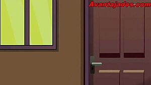 The ass of the cartoon in the hut