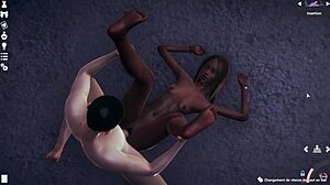 yo, check this skinny black chick in 3d action