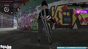 This VTuber girl squeezes Tits in Public