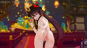 Hu Tao genshin impact ghost dance strip and sex in mmd style