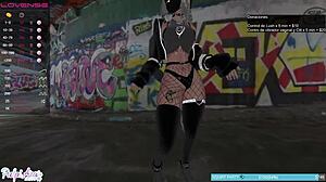 This VTuber girl squeezes Tits in Public