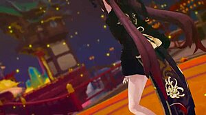 Hu Tao genshin impact ghost dance strip and sex in mmd style
