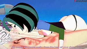 Gwen เย็ดหนักบนชายหาดใน 3D Total Drama