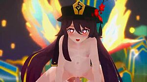 Hu Tao genshin impact ghost dance strip and sex in mmd style